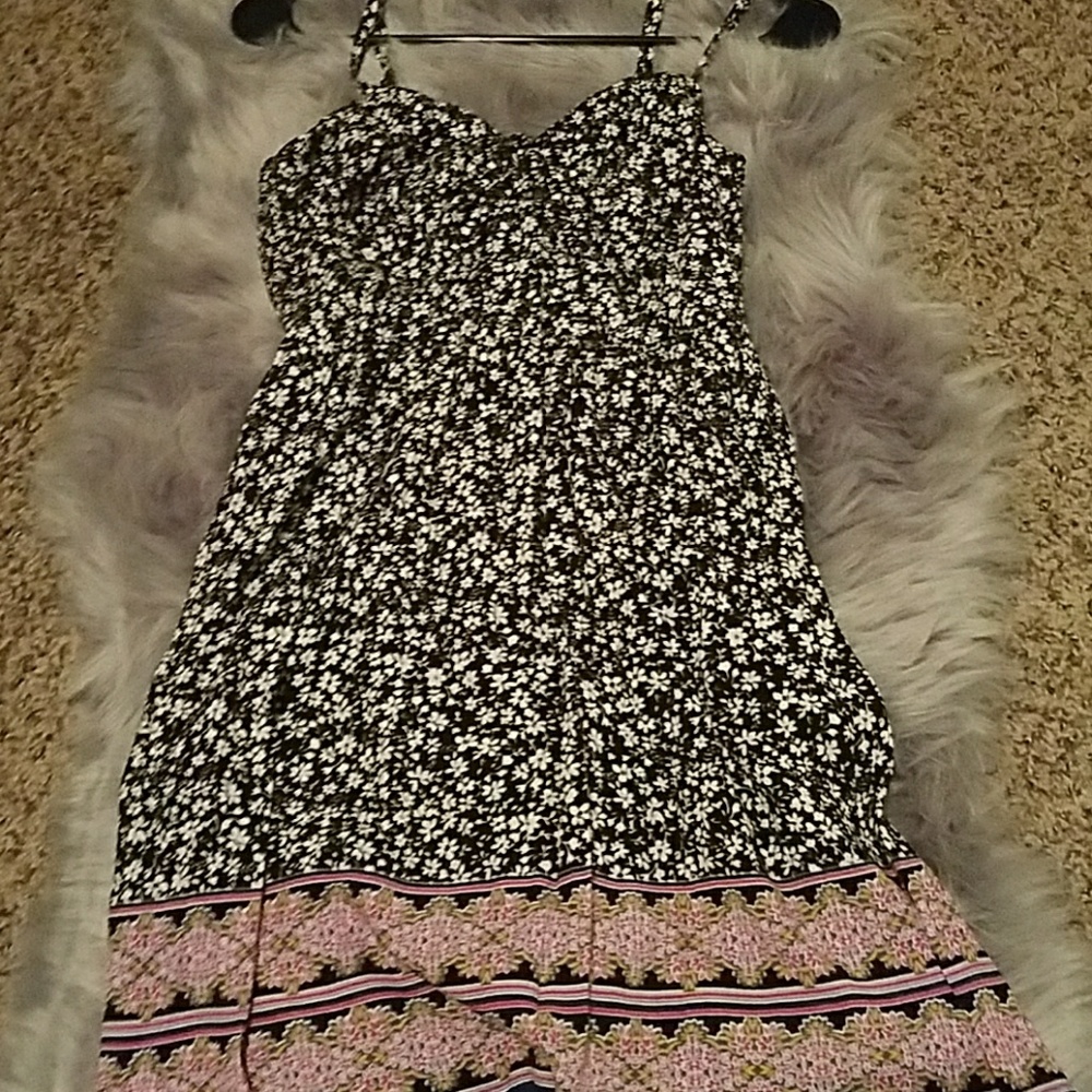 Black floral spaghetti strap dress